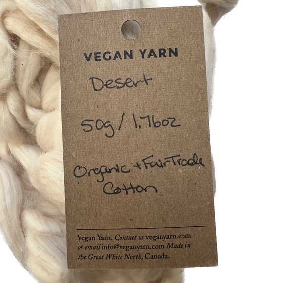 Vegan Yarn Cotton Unspun Desert 50 gm Handmade in Canada - Picture 2 of 3